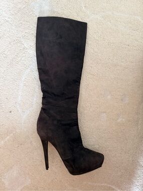 Nando Muzi Black Suede Over-the-Knee Platform Stiletto Boots